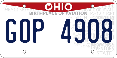 OH license plate GOP4908