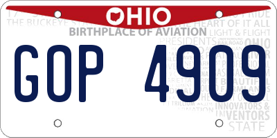 OH license plate GOP4909