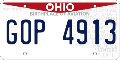 OH license plate GOP4913