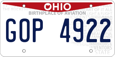 OH license plate GOP4922