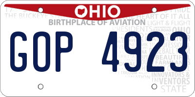 OH license plate GOP4923