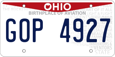 OH license plate GOP4927
