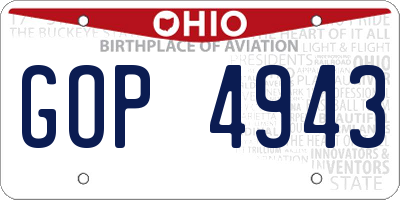 OH license plate GOP4943