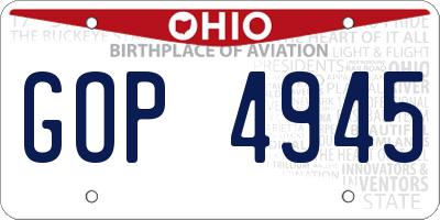 OH license plate GOP4945