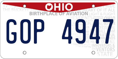 OH license plate GOP4947