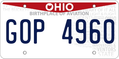 OH license plate GOP4960