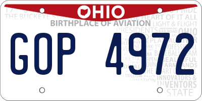 OH license plate GOP4972
