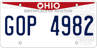 OH license plate GOP4982