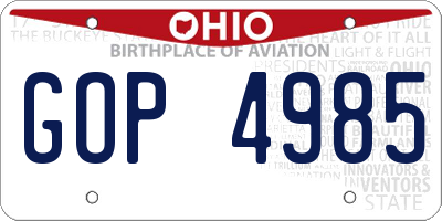 OH license plate GOP4985