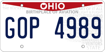 OH license plate GOP4989