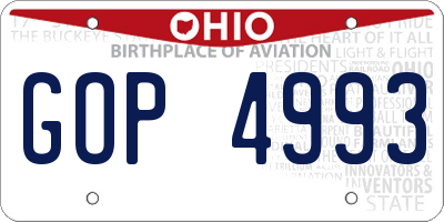 OH license plate GOP4993