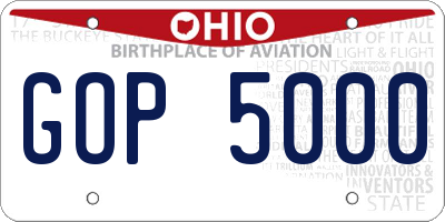 OH license plate GOP5000