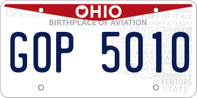 OH license plate GOP5010