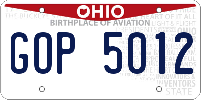 OH license plate GOP5012
