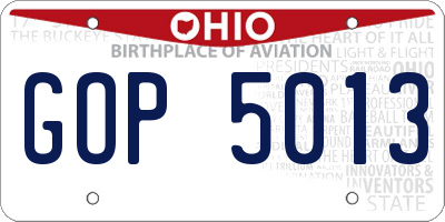 OH license plate GOP5013