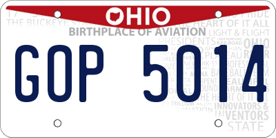OH license plate GOP5014