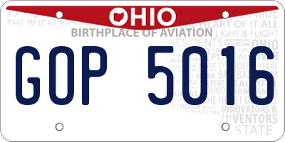 OH license plate GOP5016
