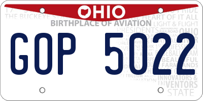 OH license plate GOP5022