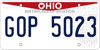 OH license plate GOP5023