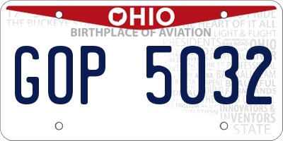 OH license plate GOP5032