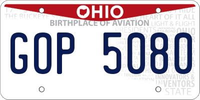 OH license plate GOP5080