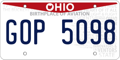 OH license plate GOP5098