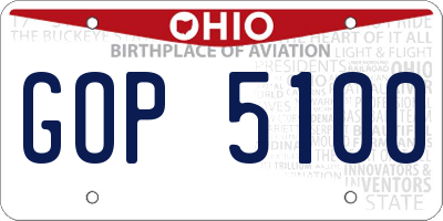 OH license plate GOP5100