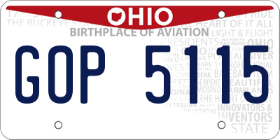 OH license plate GOP5115