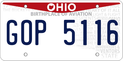 OH license plate GOP5116