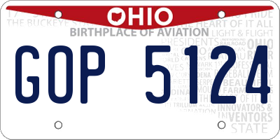 OH license plate GOP5124