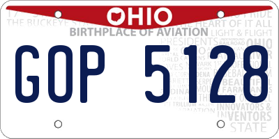 OH license plate GOP5128