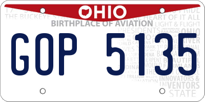 OH license plate GOP5135