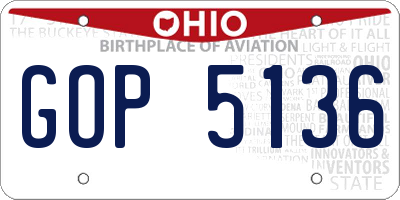 OH license plate GOP5136