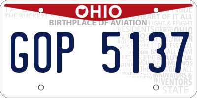 OH license plate GOP5137