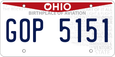 OH license plate GOP5151