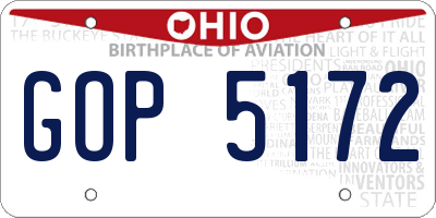 OH license plate GOP5172