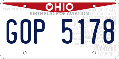 OH license plate GOP5178