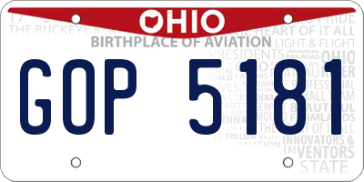 OH license plate GOP5181