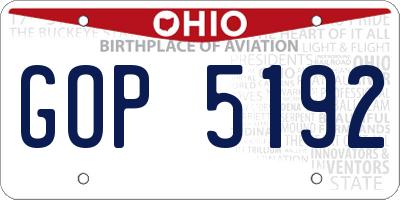 OH license plate GOP5192