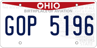OH license plate GOP5196