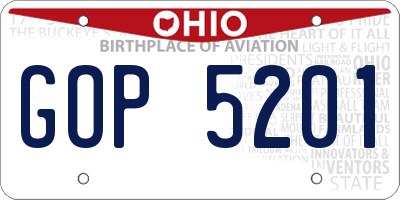 OH license plate GOP5201