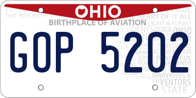 OH license plate GOP5202