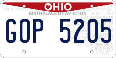 OH license plate GOP5205