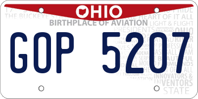 OH license plate GOP5207