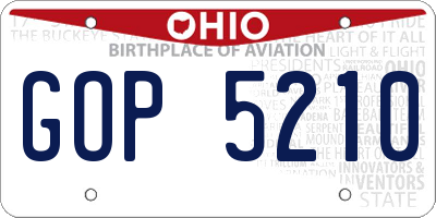 OH license plate GOP5210