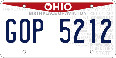 OH license plate GOP5212