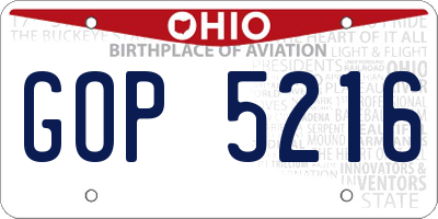 OH license plate GOP5216