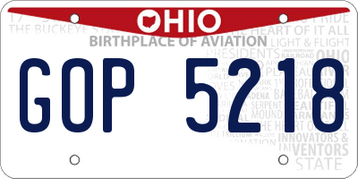 OH license plate GOP5218