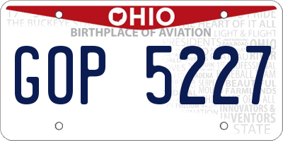 OH license plate GOP5227