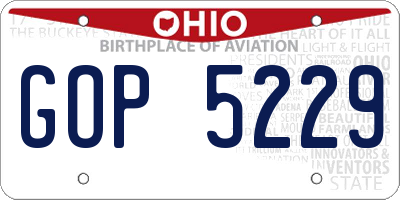 OH license plate GOP5229
